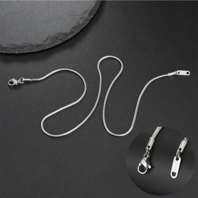 My Shape Round Snake Chain Necklace for Women Men Stainless Steel Link Chain 0.9mm 1.2mm 2mm Chains Choker Fashion Jewelry Gifts