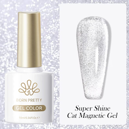 BORN PRETTY 10ml Silver Water Light Cat Magnetic Gel Nail Polish Nail Supplies Vernis Semi Permanent Gel for Fall Winter Nails