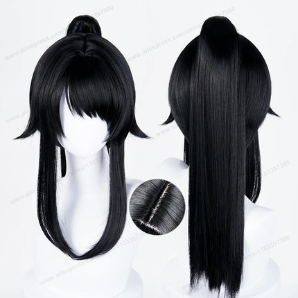Ayano Aishi  Cosplay Synthetic Wig Woman Hair 53cm Black Ponytail Anime Heat Resistant Wigs