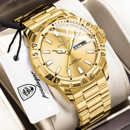 POEDAGAR Business Man Watch Waterproof Luminous Date Week Men Watch Sports Male Wristwatch Stainless Steel Men's Quartz Watches