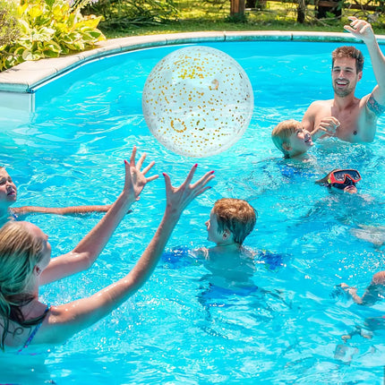 40cm Shiny Sequins Inflatable Ball PVC Transparent Confetti Ball Reusable Swimming Pool Beach Ball Holiday Party Decor