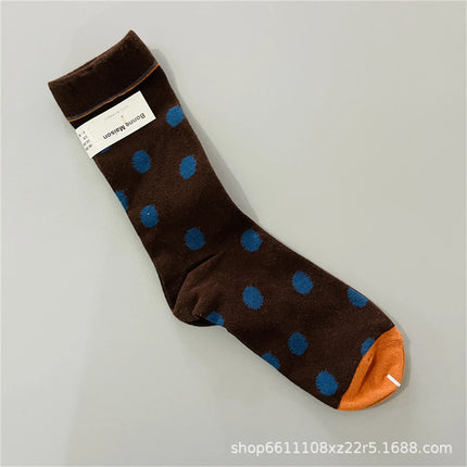 Bonne Maison French Small Batch Women's Fun Oil Painting Style Mid-Calf Cotton Dopaamine Colorful Socks Moisture Wicking Sweat