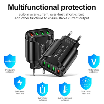 Vumpach 4 Ports USB Fast Charger Quick Charge 3.0 48W Wall Mobile Phone Fast Charging For iPhone Samsung Xiaomi  Adapter Travel