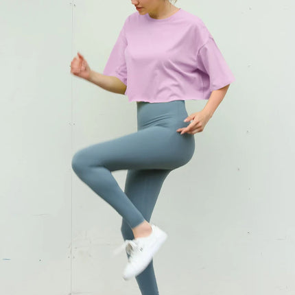 Y2K Outdoor Dance Sports Short sleeved Yoga Dress Women's Leisure Versatile Fitness Top Loose Sports T-shirt