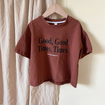 Kids Boys And Girls Summer Clothes Tops Tees Letters Printed Simple Fashion Children T-shirt Round Collar Loose Casual T Shirts