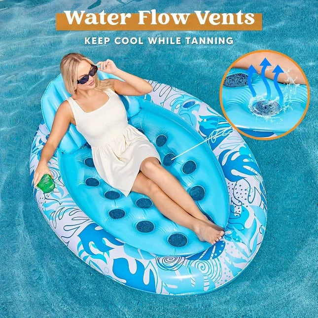 Inflatable Tanning Pool Floats Adult-Oval Tanning Float Lounger for Adults Raft, Sunbathing Lounge Cool Water Party Lake Beach