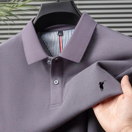 2025 High-end Brand 100% Cotton Summer Embossed Polo Shirt Men's Trendy Summer Business Leisure Sports Short-sleeved T-shirt