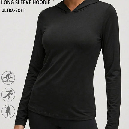 Women's Super Soft Long Sleeve Hoodie — Perfect for Hiking, Fitness, Running & Cycling