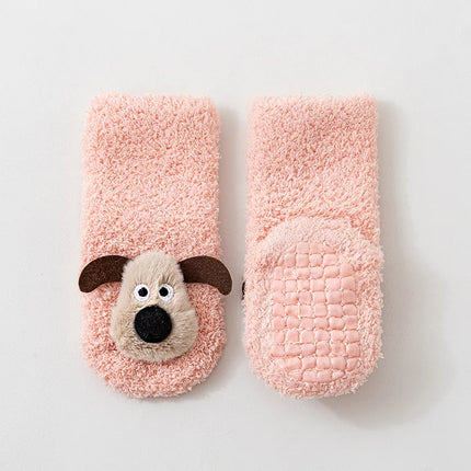 Thick Baby Socks For Autumn And Winter Newborn A-class Floor Socks Anti Slip Cartoon 3D Dog Warm Toddler Socks For Kids 0-3 Y