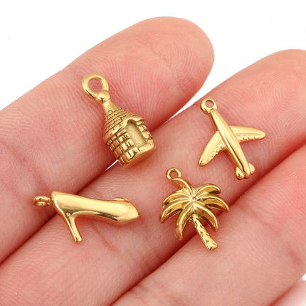 3Pcs Airplane/Body/Cowboy Boot/Ox Horn Charms Stainless Steel Waterproof Pendants DIY Earrings Necklace Jewelry Making Findings