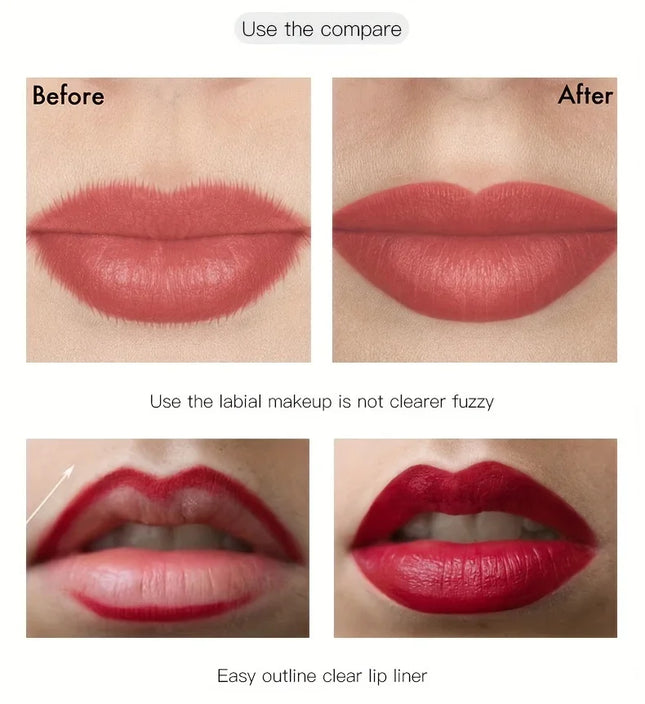 Waterproof Long Lasting Matte Lipliner Pencil Red Contour, Non Stick Cup Tint Lipstick, Moisturizing Lip Makeup