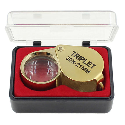 10-30X gold/silver boxed portable blinds folding three piece jewelry/labels/reading eye tools reading magnifying glass