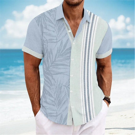 New Men's Retro Fashion Casual Sleeve Button White Dot Printed Shirt Suitable for Summer Vacation Streets