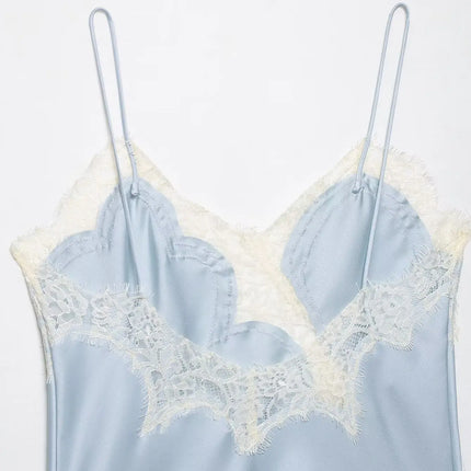 HH Sexy Women Asymmetrical Lace Slip Tops Summer Female Backless Sleeveless Off Shoulder Underwear Tanks Elegant Beach Camisole