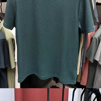 Summer Men's Round Neck Short Sleeved T-shirt M-5XL Oversize Wrinkle Resistant Breathable Top Texture Fabric Versatile Tees