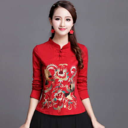 Ethnic Style Streetwear Fashion Casual Women's Clothing Shirts for Women Vintage Clothes T-shirt Y2k Top Women's Clothes Embroidery