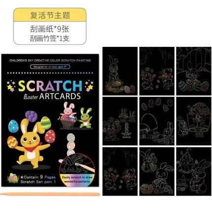 Montessori Painting Note Scratch Art Paper DIY Graffiti Book Children Magic Rainbow Scraping Drawing Notepad Educational Toys