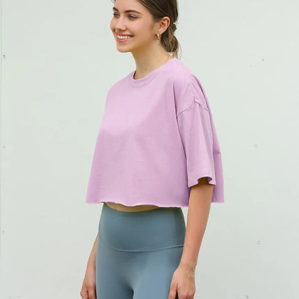 Y2K Outdoor Dance Sports Short sleeved Yoga Dress Women's Leisure Versatile Fitness Top Loose Sports T-shirt