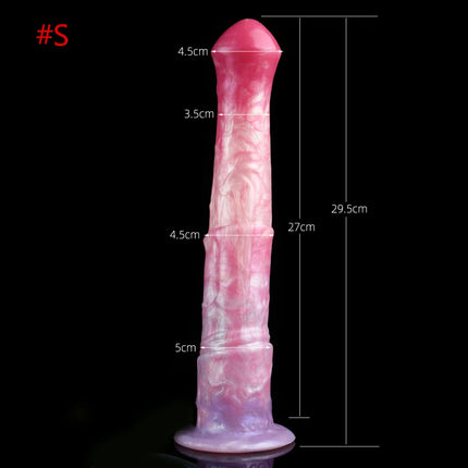 FAAK Colorful Silicone Ribbed Fantasy Horse Knot Dildo with Suction Cup Anal Sex Toys Soft Girthy Huge Fake Penis for Women