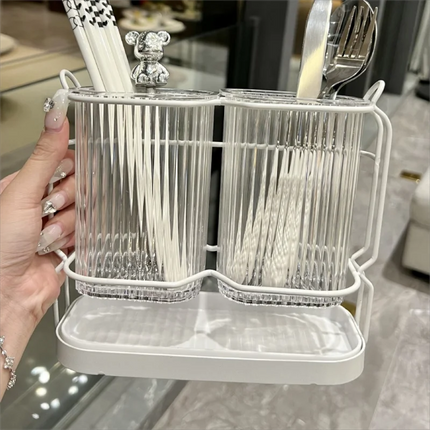 Wall Mounted Kitchen Cutlery Organizer Light Luxury Chopstick Spoon Holder Stainless steel Utensil Drying Rack