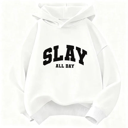 Fashion Slay All Day Letter Printed Design Hoodie Kids Children's Sweatshirt Hoody for Boys Girls Autumn Winter Casual Hoodies