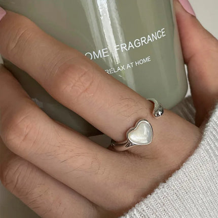 925 Sterling Silver Open Finger Ring Punk Heart Irregular Geometric Stackable For Women Girl Jewelry Gift Dropship Wholesale