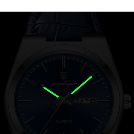 POEDAGAR Luxury Trend Men Watch Waterproof Luminous Date Week Man Wristwatch Military Outdoor Leather Men's Quartz Watches Reloj