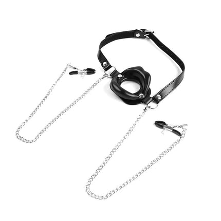 BDSM Blowjob Mouth Spreader Female Nipple Clamps Bra Stimulator Couple Foreplay Sex Toy Adult SM Slave Mouth Gag Breast Clips