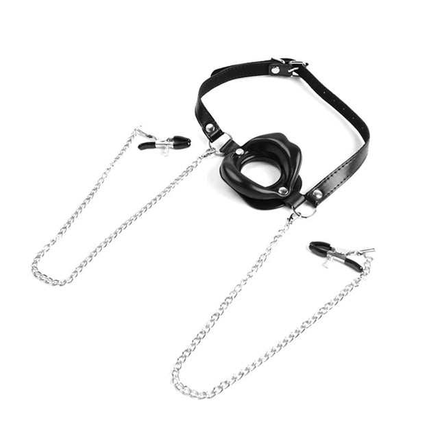 BDSM Blowjob Mouth Spreader Female Nipple Clamps Bra Stimulator Couple Foreplay Sex Toy Adult SM Slave Mouth Gag Breast Clips