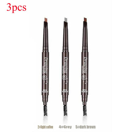 5 Color Double Ended Eyebrow Pencil Waterproof Long Lasting No Blooming Rotatable Triangle Eye Brow Tattoo Pen Makeup 5PC