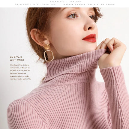 Heliar Women Fall Turtleneck Sweater Knitted Soft Pullovers Cashmere Jumpers Basic Soft Sweaters For Women 2024 Autumn Winter