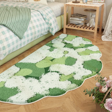 Fresh Style Living Room Decoration Green Carpet Thicken Plush Rugs for Bedroom Irregular Shapes Rugs for Bedroom Fluffy Soft Rug