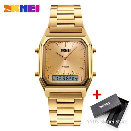 SKMEI Luxury Digital Quartz Watch for Men Sports Chronograph Waterproof Mens Wristwatches Stainless Steel 1612 reloj hombre 1220