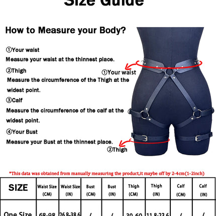Sexy Women Leather Garter Belt Harness and Handcuffs Gothic Leg Harness Leather Accessories for Daily Couple Party Dating Use