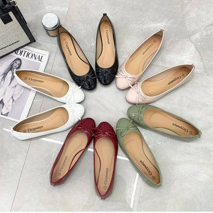 Flat Shoes Women Ballerinas Round Toe Bowtie Slip on Ballet Flats Lazy Loafers Moccasins Ladies Casual Flats Shoes 2023