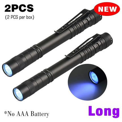 1-8PCS 395nm UV LED Pen Light,Blacklight Flashlight w/ Clip Portable Detector for Hotel/Pet Urine/Bed Bugs/Camping(AAA Battery)