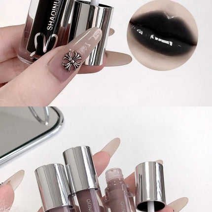 NEW Water Glazed Mirror Lip Gloss Makeup Crystal Nude Jelly Moisturizing Lip Glaze Long Lasting Black Liquid Lipstick Cosmetics