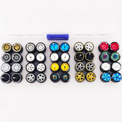 20 Sets 1/64 Wheels Rubber Tires Diameter 9.8mm 11mm 14mm 17mm for Matchbox/Domeka/HW 1:64 Diecast Alloy Car Models