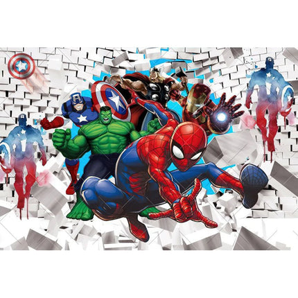 Marvel Superhero Backdrops Cartoon Avengers Theme Kids Boys Birthday Party Decor Photography Background Photo Photographic Props