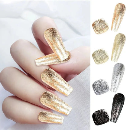 Reflective Glitter Gel Polish Mirror Chrome Effect Gold Silver Black UV Cured Long Lasting Shiny Salon Home DIY Nail Art