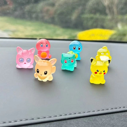 7Pcs/Set  Pikachu Anime Figures Cute Charmander Bulbasaur Luminous Toy For Children Kawaii Ornament Collection Charm Gift