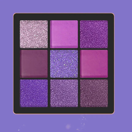 9 Colors Glitter Eyeshadow Palette Purple Shimmer Pearlescent Matte Acrylic Eye Shadows Palette Waterproof Eye Make Up