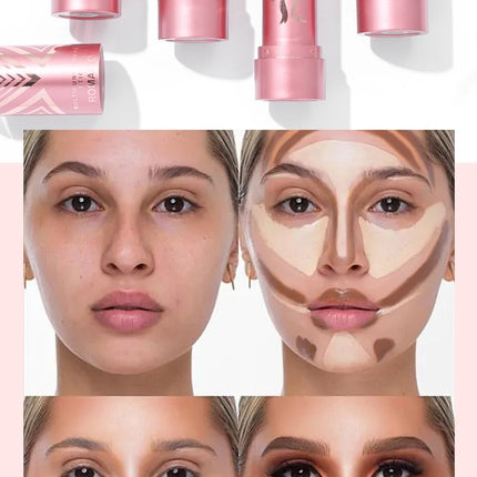 Multi-functional shadow contour stick, concealer, highlighter for facial brightening, natural makeup effect, mixed colors, enhan