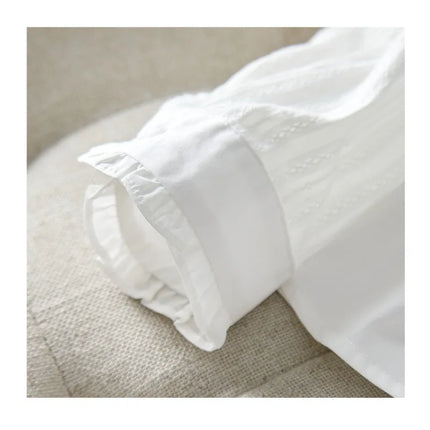 French Retro White Blouse: Floral Jacquard Notch Collar Oversized Shirt for Women, Korean Style Breathable Plus Size Top