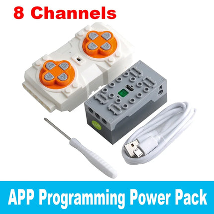 MOC Blue-tooth RC Upgrade Kit Rechargeable Battery Box M Motor Speed Control APP for PF Building Blocks Modification