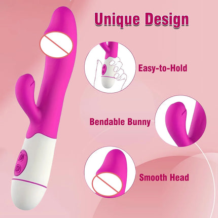 Powerful Rabbit Vibrator Dildo Dual Vibration G Spot Clitoris Stimulation Masturbators Vaginal Massager Adult For Women Sex Toys