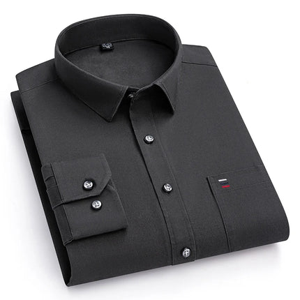 100% Pure Cotton Men's Shirts Long Sleeve Solid Soft Regular Fit Formal Dress Shirt Social Blouse Male Clothes 6XL 7XL