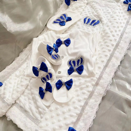 Baby Girl Boy Princess Prince Hospital Exit Newborn Bling Outfits Baby Bottles Gift Set Baby Shower Gift 5pcs Crown Romper