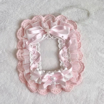 Sweet DIY Plush Card Holder with Ribbon Anime Lace Photocard Case Lolita Idol Display Photo Protector Case Card