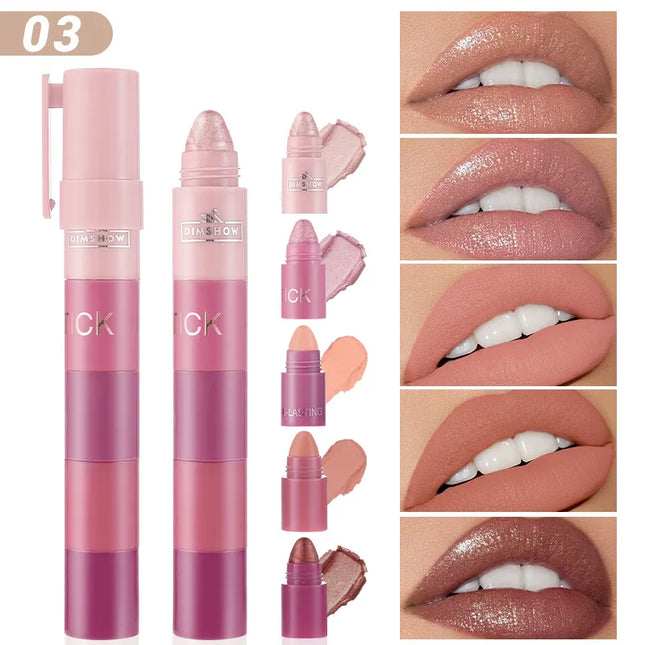 DIMSHOW 5-section Highlight Lazy Eyeshadow Pencil Pearlescent Fine Glitter Illuminating Eyeshadow Stick Set